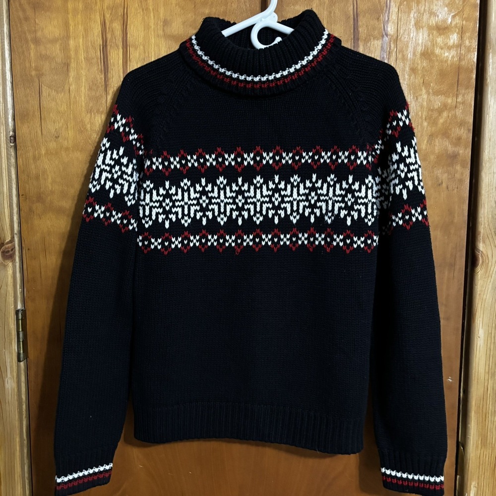 Sweater Black Red Holiday Retro Vtg St John's Bay Mens Médium
